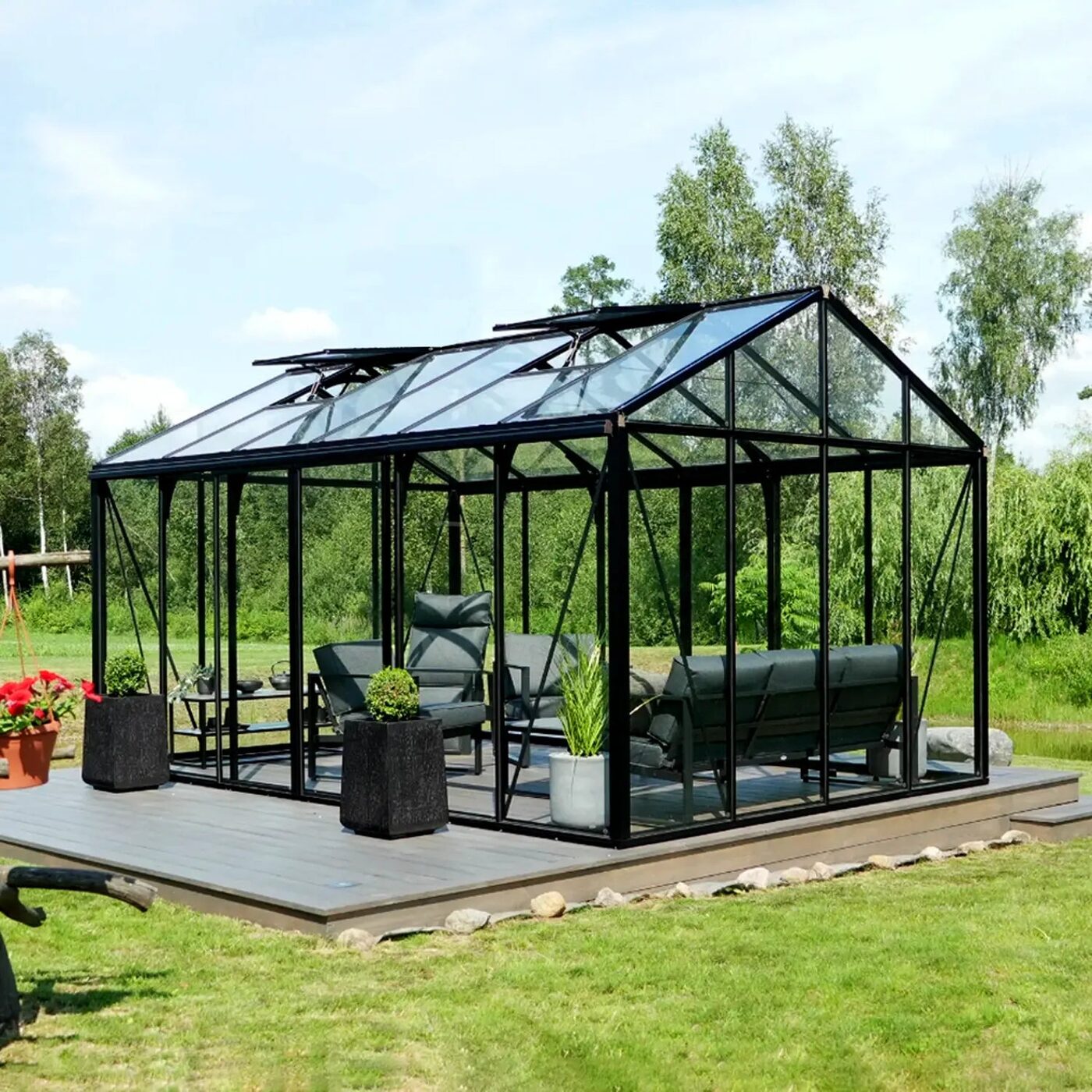 Scandiglas aluminium and glass greenhouse